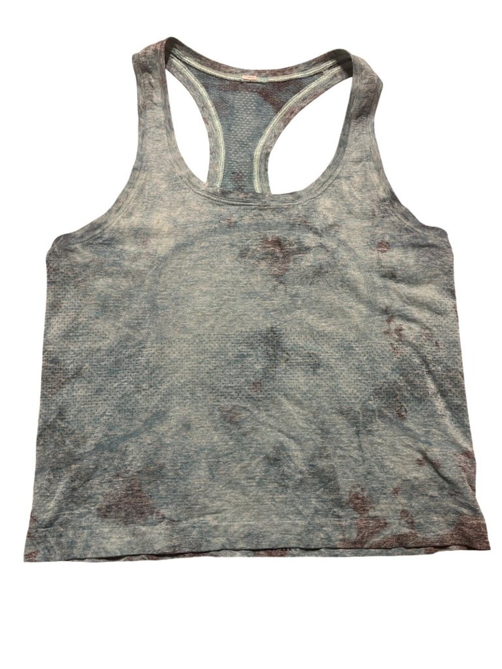 Lululemon Swiftly Tank Top Custom Tie-Dye Turquoise & Black Size 8 Racerback EUC